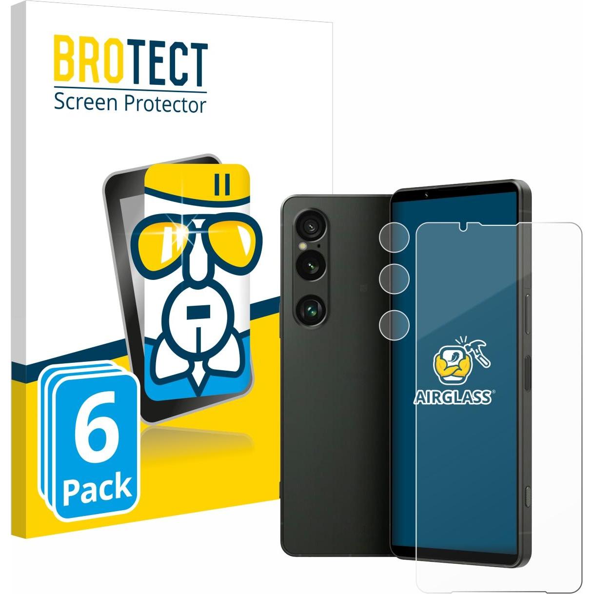 BROTECT AirGlass Panzerglasfolie (6 Stück, Sony Xperia 1 VI), Smartphone Schutzfolie, Transparent