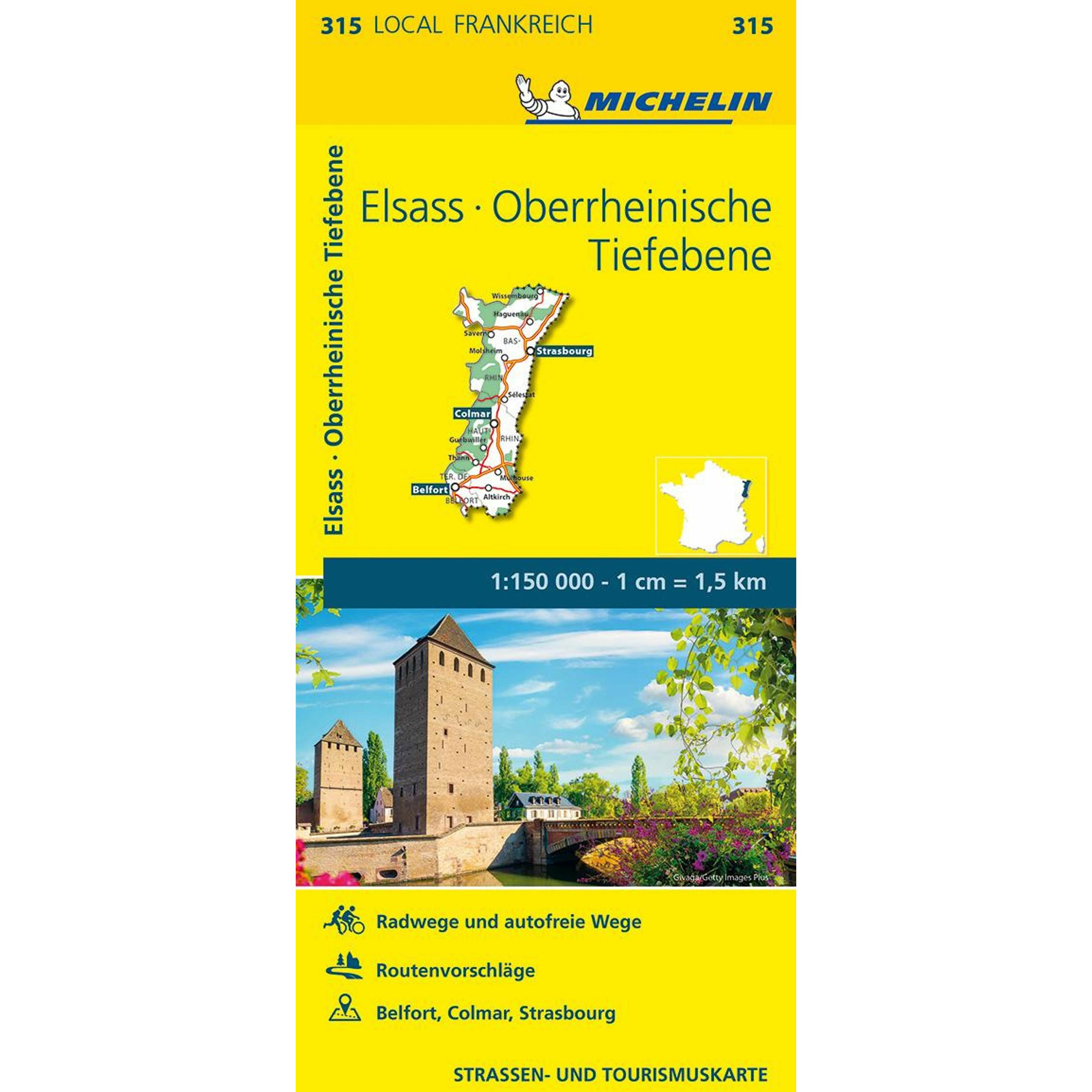 Michelin Editions Des Voyages Michelin Localkarte Elsass Oberrheinische Tiefebene 1 : 150 000 (7111056)