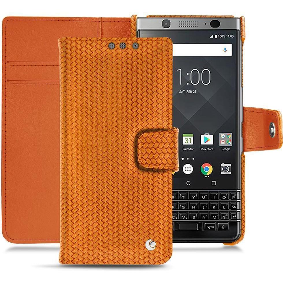 Noreve Lederschutzhülle Wallet (Blackberry KEYone), Smartphone Hülle, Orange