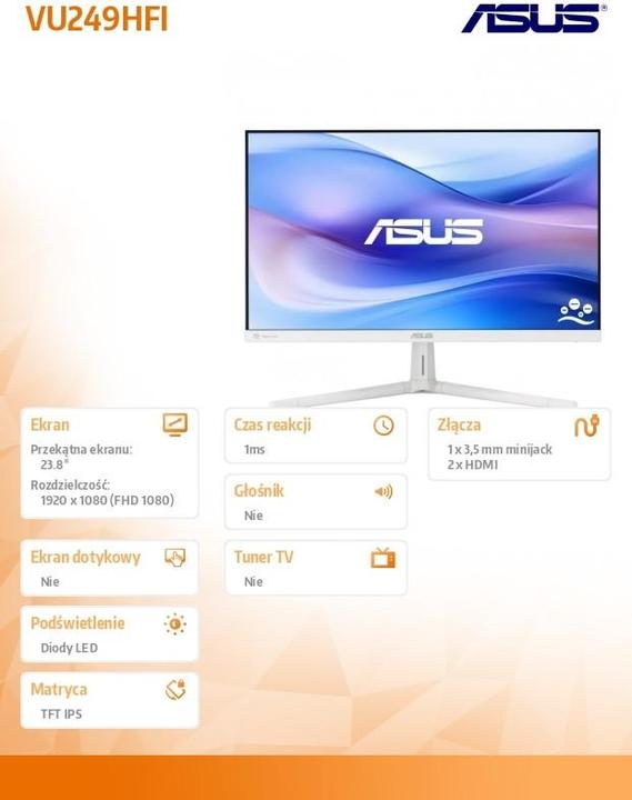 Productafbeelding ASUS ProArt VU249HFI-W 60.45cm (16:9) IPS 100 Hz (1920 x 1080 Pixels, 23.80")