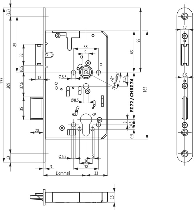 Produktbild BKS Panikschlösser B-23220 (Profilzylinder)