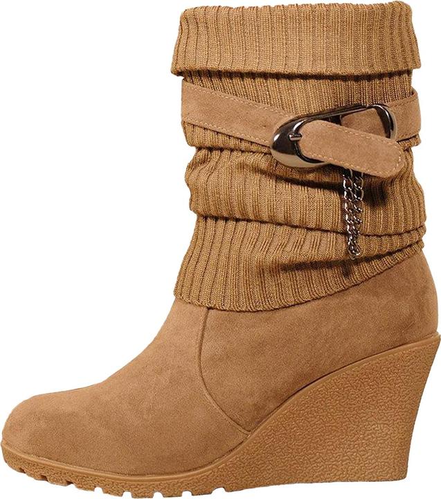 Actual product image Where's That From Womens/Ladies Bryony Suede Knitted Collar Wedge Ankle Boots (41)
