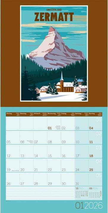 Image du produit Vintage Voyage - Reiseposter - Kalender 2026 - 30x30 (30 x 30 cm, Couverture rigide, Anglais, Français)