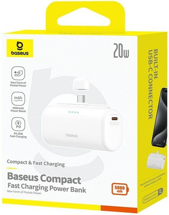 Produktbild Baseus Compact Series Fast Charging USB-C Powerbank 20W (5000 mAh, 20 W, 18.50 Wh)