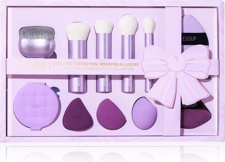 Jessup Makeup Brush Set with Face Brushes and Makeup Sponge (Set)