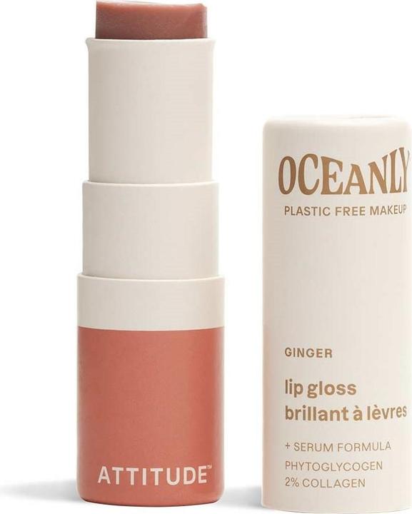 Actual product image Attitude Oceanly Sheer Lip Gloss Stick EWG Verified Titanium Dioxide-Free (Ginger)