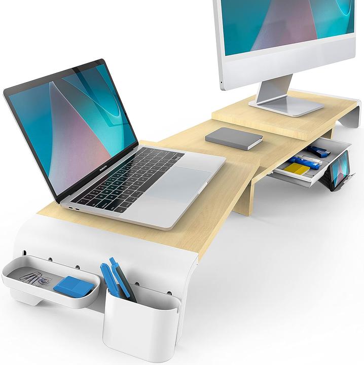 Actual product image Fenge Dual Monitorständer mit Schubladen und Stauraum