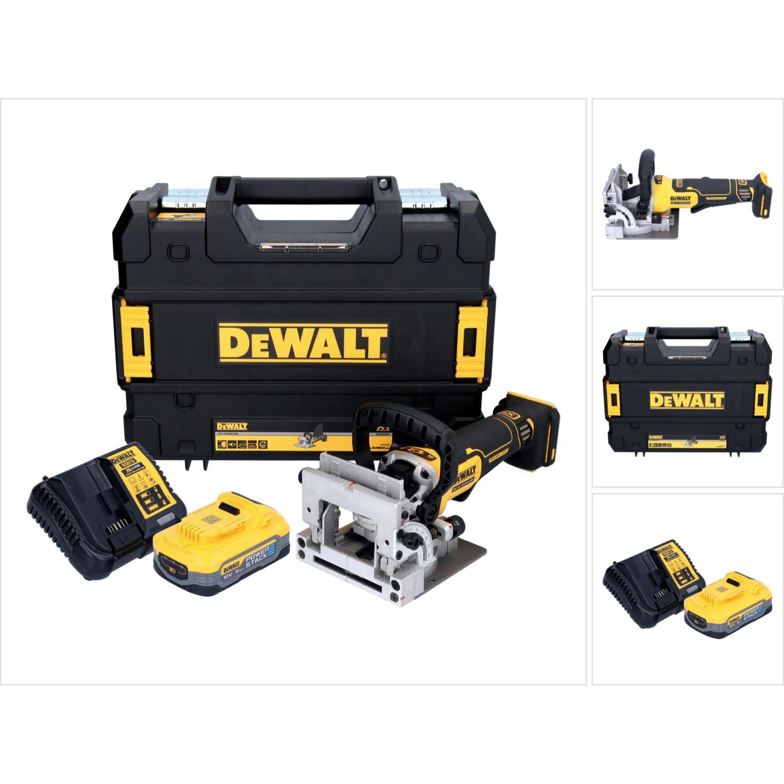DeWalt, Fräse, DCW 682 H1T Akku Flachdübelfräse 18 V 102 x 20 mm Brushless + 1x Powerstack Akku 5,0 Ah +