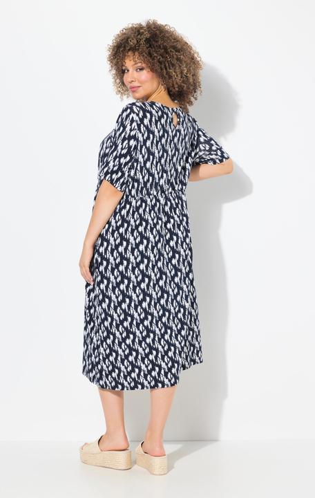 Produktbild Ulla Popken Jersey-Midikleid, Tupfen, Biesen, Rundhals, Halbam (50, 52)