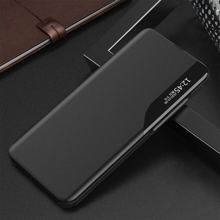 Produktbild Hurtel Eco Leather View Case booktype case schutzhülle aufklappbare hülle Samsung Galaxy A72 4G schwarz (Samsung Galaxy A72)