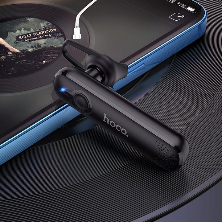 Actual product image Hoco - Bluetooth Headset Diamond (E63) - Bluetooth 5.0, Rotary Ear Hook - Black