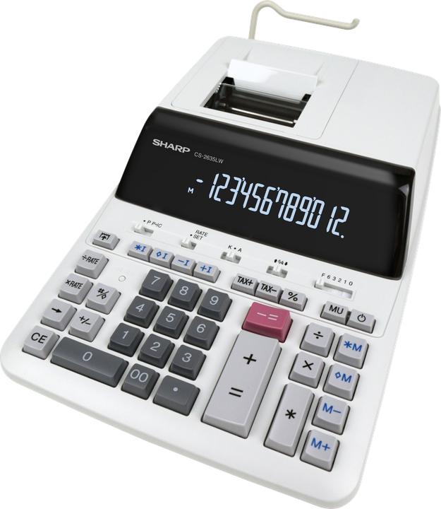 Sharp Tischrechner druckend CS-2635 LW 12 Stellen, schwarz/rot Druck (Corrente elettrica)