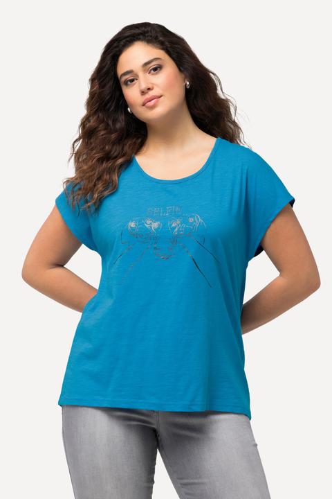 Immagine prodotto Ulla Popken T-shirt dal taglio oversize con design metallico con animale, scollo a girocollo e mezze maniche (50, 52)