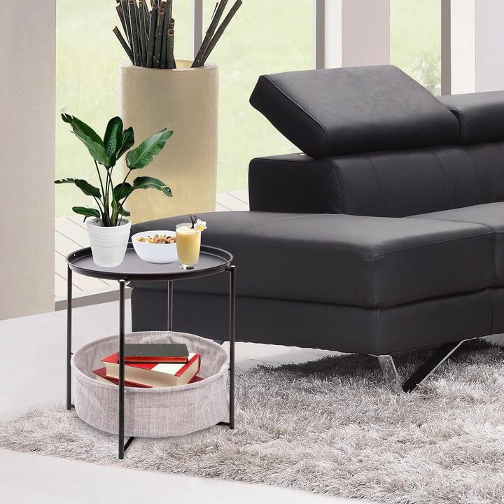 Image du produit Onvaya Runder Couchtisch mit Korb & Tablett