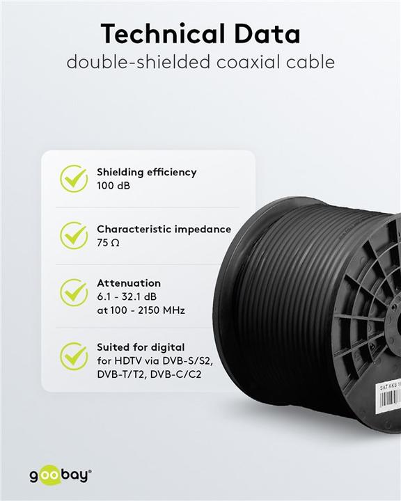 Produktbild Goobay Koaxialkabel Aussen-Durchmesse (100 dB, Antennenkabel)