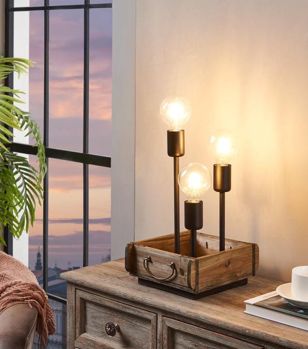 Actual product image EGLO Table lamp WOOTTON 3x E27 Brown / Black (E27)