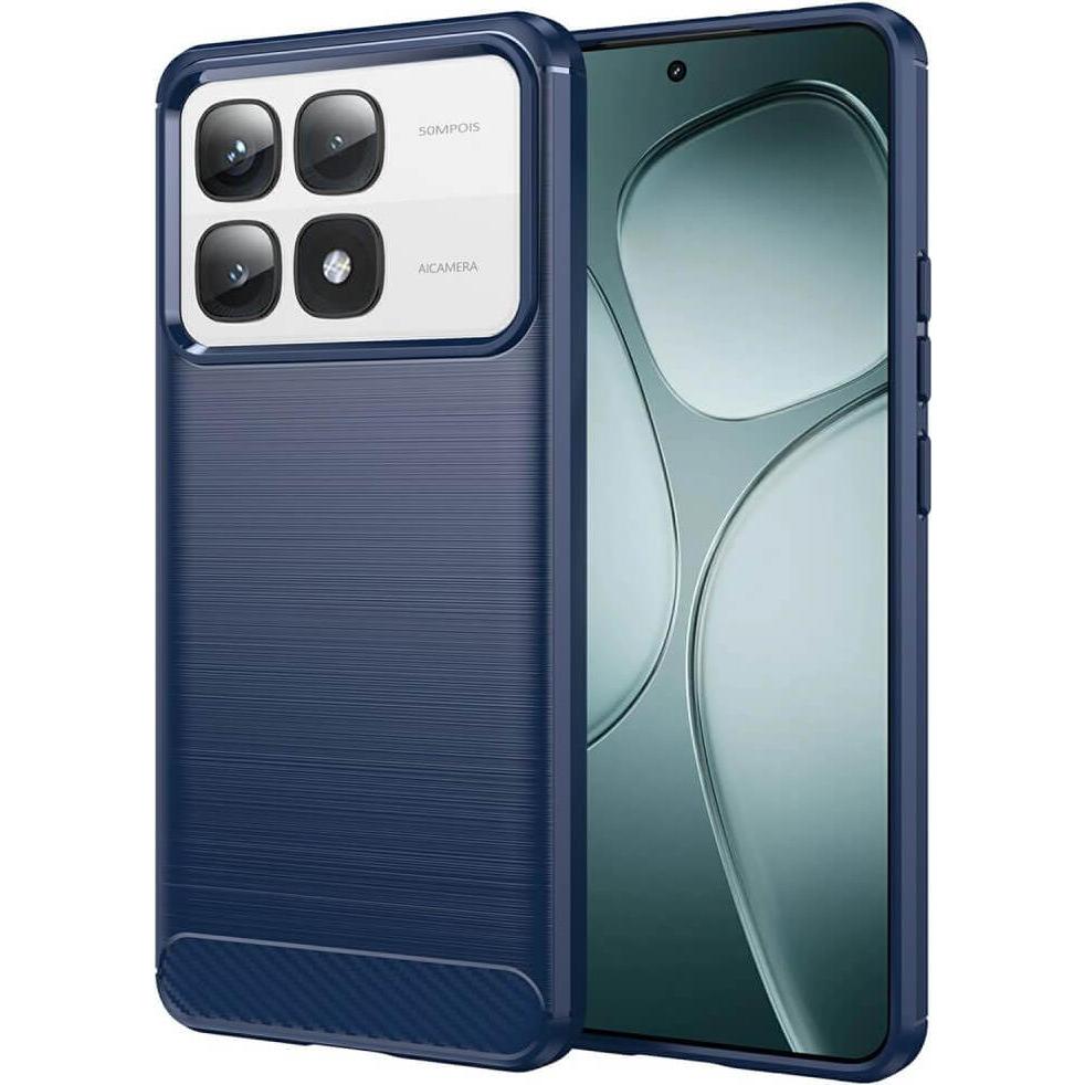 Cover-Discount Xiaomi 14T Pro - Metall Carbon Look Hülle (Xiaomi 14T Pro), Smartphone Hülle, Blau