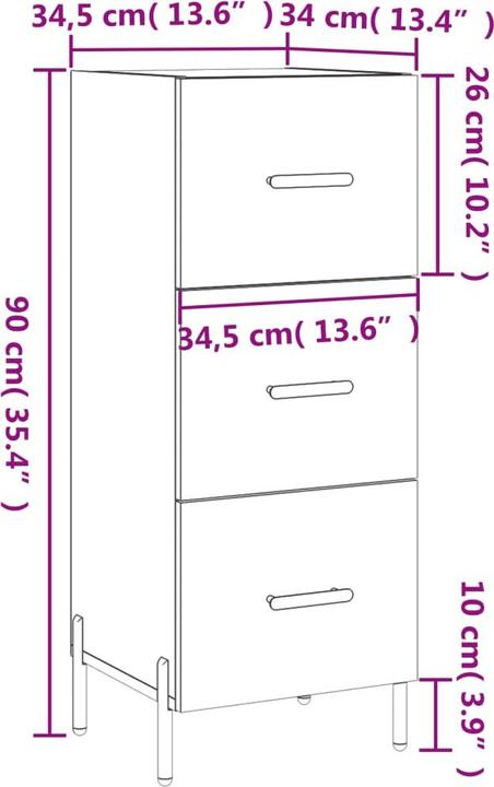 Actual product image vidaXL Sideboard (34.50 x 34 x 90 cm)