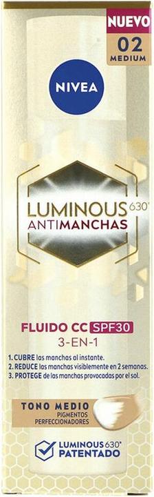 Produktbild NIVEA Luminous 630 Anti-Spot Fluid CC SPF30 3-in-1 40ml CC Cream mit dreifacher Wirkung Getönte (Mittel, 40 ml)