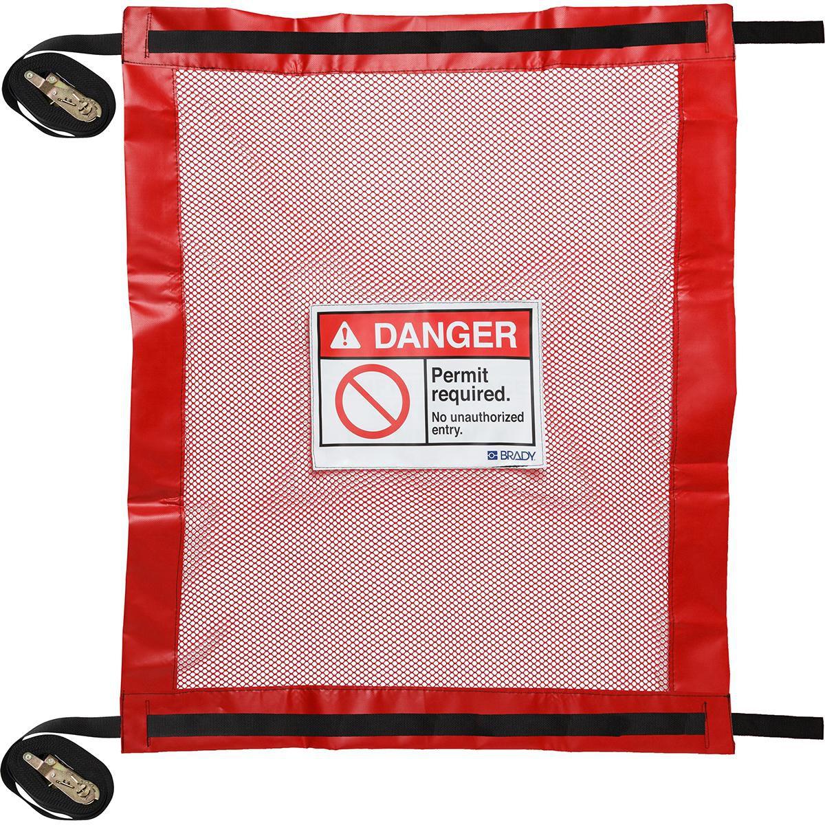 Brady, Etiketten, Set mit verschliessbaren Schachtabdeckungen, PVC-beschichtetes Polyester, Rot, Genehmigung er