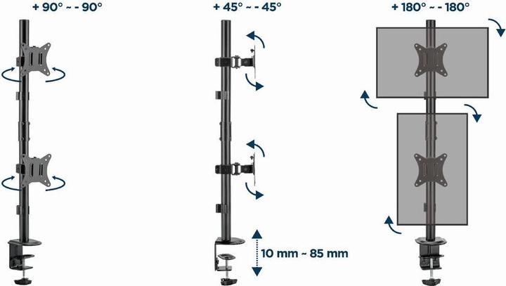 Produktbild Gembird Adjustable 2-display vertical (Tisch, 32")