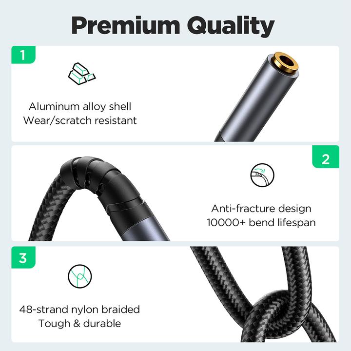 Actual product image Joyroom stereo audio cable AUX 3.5 mm mini jack (male) - mini jack (female) 1.2 m black (SY-A09) (1.20 m, AUX cable)