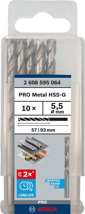 Produktbild Bosch Professional Zubehör PRO Metal HSS-G Spiralbohrer, 5,5 x 57 x 93 mm (5.5 mm)