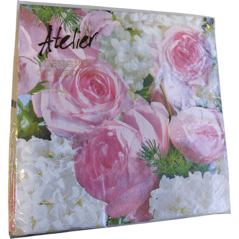 Thumbnail - Braun + Company, Servietten, Papierservietten "Rosen" (20 x, 33 x 33 cm)
