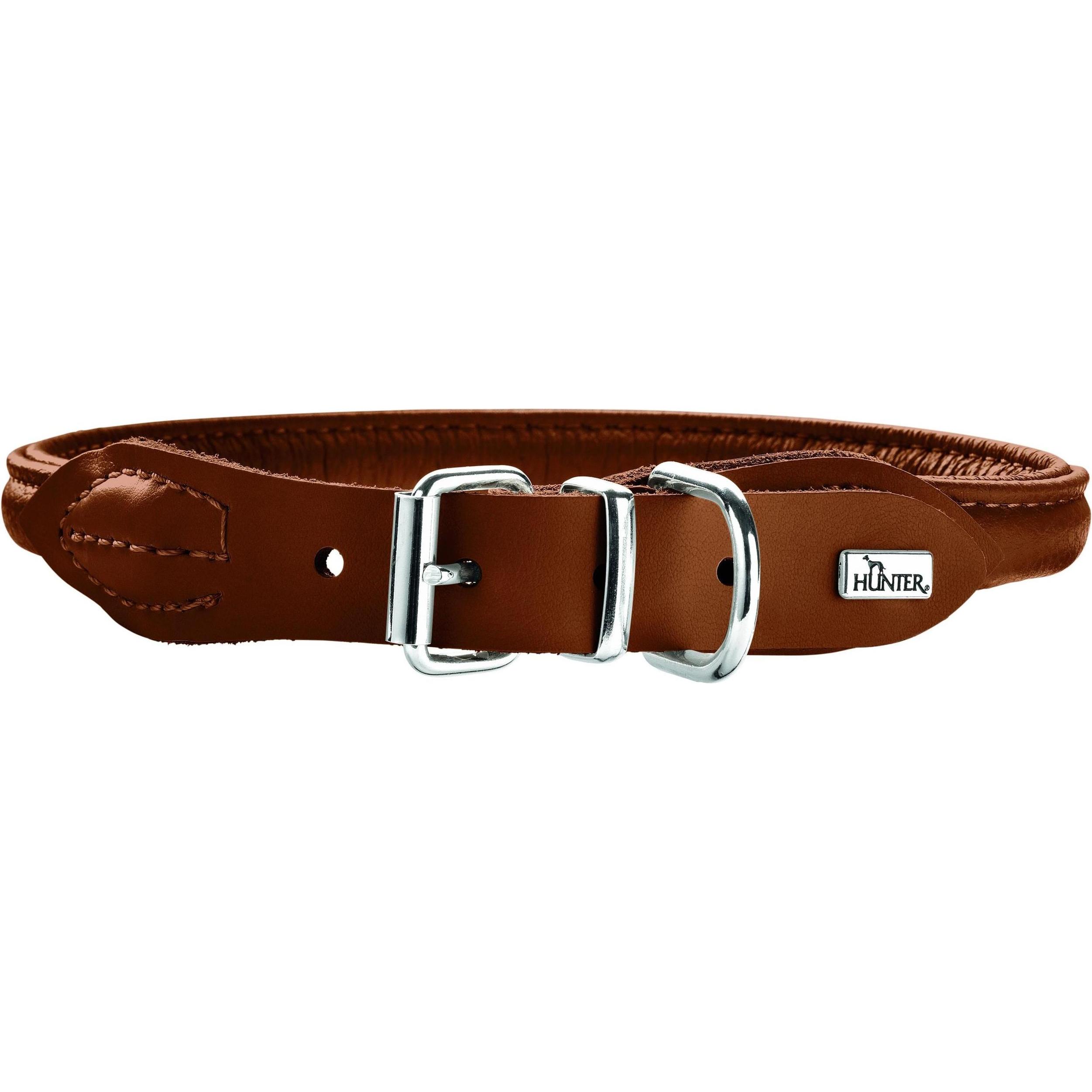 Hunter Halsband Round & Soft, Elk, Cognac (M, Hund, Allgemein), Halsband + Leine