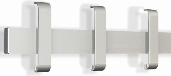 Actual product image Kerkmann Arosa safety wall coat rack, 3 hooks, aluminium silver powder-coated tubular steel, with lowered