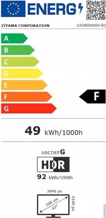 Energie-Label iiyama G4380UHSU-B1 (3840 x 2160 Pixel, 43")