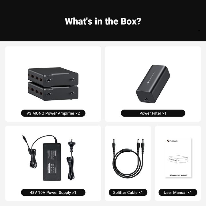 Actual product image Fosi Audio V3 MONO-2 Pack Mono Channel + Subwoofer-Verstärker