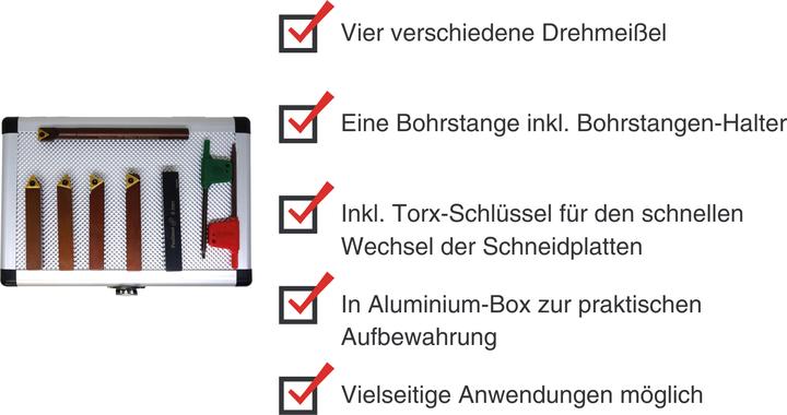 Actual product image Paulimot Turning chisel set with inserts, 10 mm, incl. drill rod Ø 8 mm