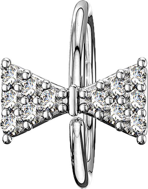Produktbild Star Piercing Micro Piercing Ring silber Fliege mit Kristallen (Messing)