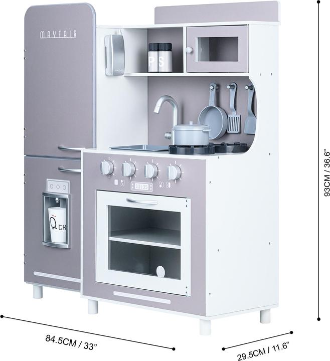 Produktbild Teamson Kids Mayfair Kids Wooden Play Kitchen & 11 Accessoires Grau TD-13302c
