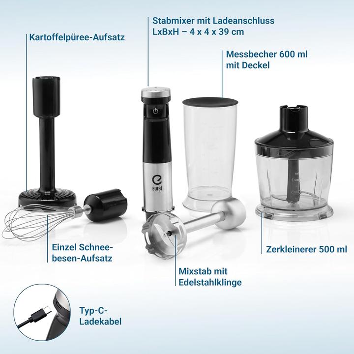 Produktbild Eurel Akku Stabmixer-Set mit Zubehör