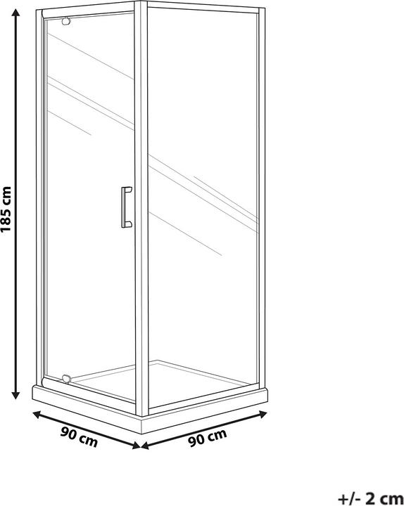 Actual product image Beliani Tempered glass shower enclosure 90 x 90 x 185 cm silver DARLI (90 cm, 90 cm, 185 cm)