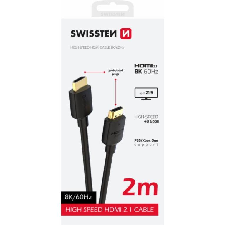 Thumbnail - Swissten Kabel HDMI auf HDMI 8K 60Hz 2.0 M PVC (2 m, HDMI), Video Kabel