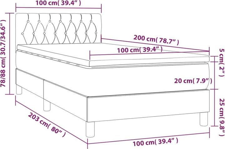 Produktbild vidaXL Boxspringbett (100 x 200 cm)