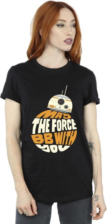 Actual product image Star Wars Womens/Ladies May The Force BB8 Cotton Boyfriend T-Shirt (XL)