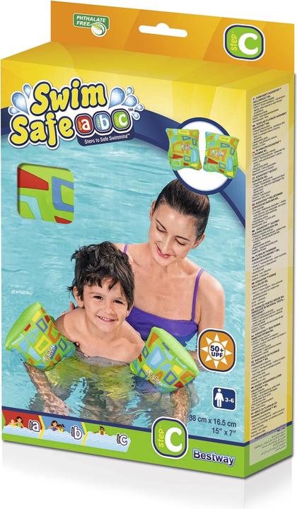 Actual product image Bestway Swim Safe ABC AquaStar Fabric Inflatable Wristband Floaties M/L, Swim armbands, Boy/Girl, Fabr