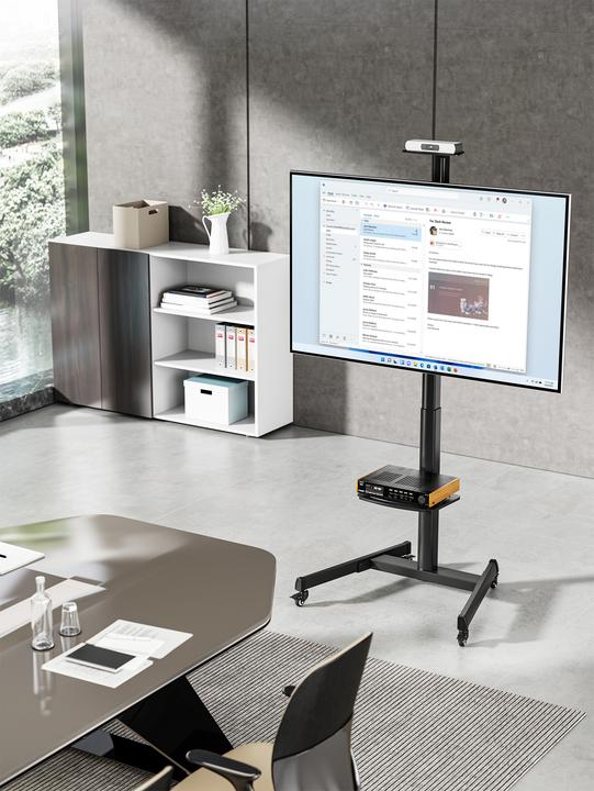 Actual product image Manhattan Multimedia TV-Ständer auf Rollen, werkzeuglos höhenverstellbar, für 37" bis 86" (86", 70 kg)