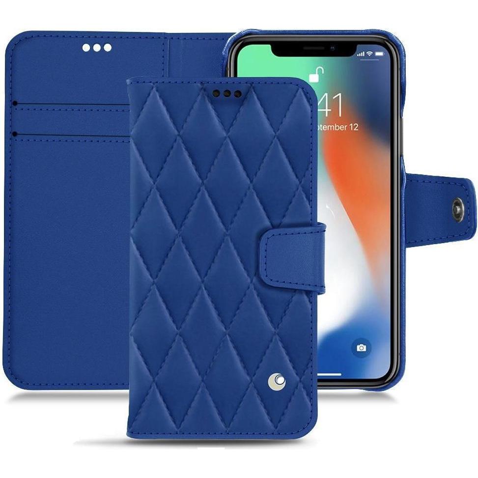 Noreve Lederschutzhülle Wallet (Apple iPhone XR), Smartphone Hülle, Blau