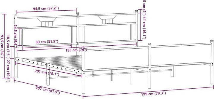Image du produit vidaXL Bettgestell (193 x 203 cm)