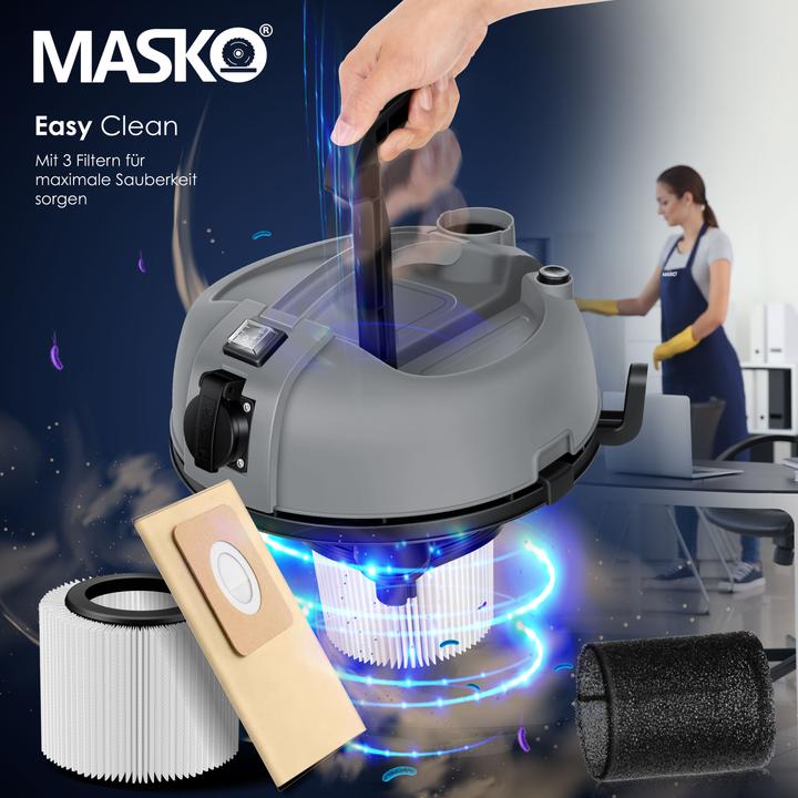 Actual product image Masko Industrie-Staubsauger mit Blasfunktion (Ash vacuum cleaner, Wet dry vacuum cleaner)