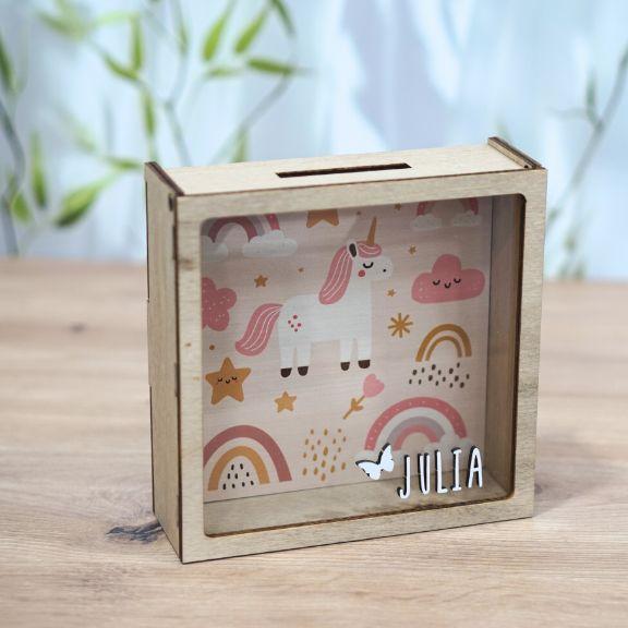 Produktbild TOP Spardose Einhorn personalisiert