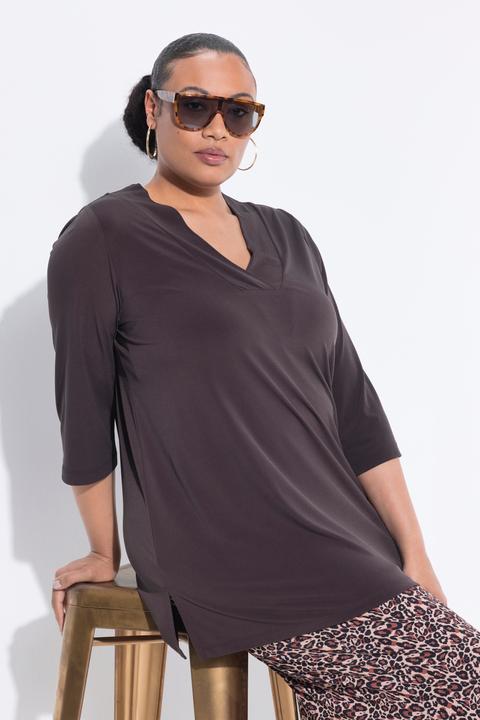 Produktbild Ulla Popken Longshirt, A-Linie, V-Ausschnitt, 3/4-Ärmel (56)