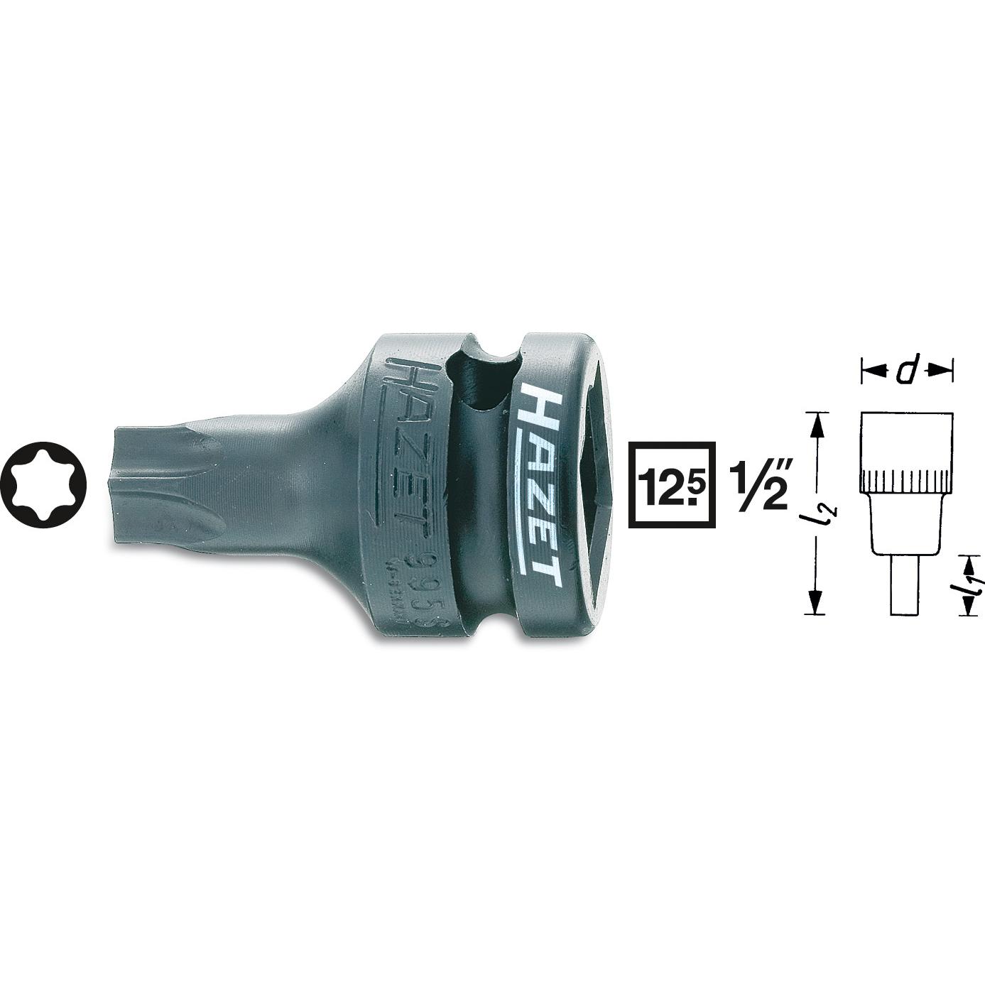 HAZET, Steckschlüssel + Stecknuss, Schlag-, Maschinenschrauber Schraubendreher-Steckschlüsseleinsatz ∙ TORX 995S-T30 ∙ V...