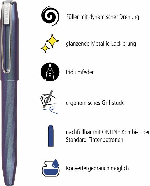 Image du produit Online Stylo plume Slope M 26129/3D Metallic Lilac M (Lilas métallisé, 1 x)