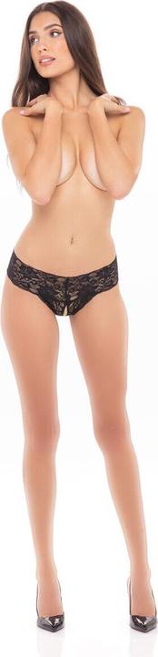 Actual product image René Rofé Rene Rofe Lingerie Play With Me Crotchless Thong Black S/M (S, M)